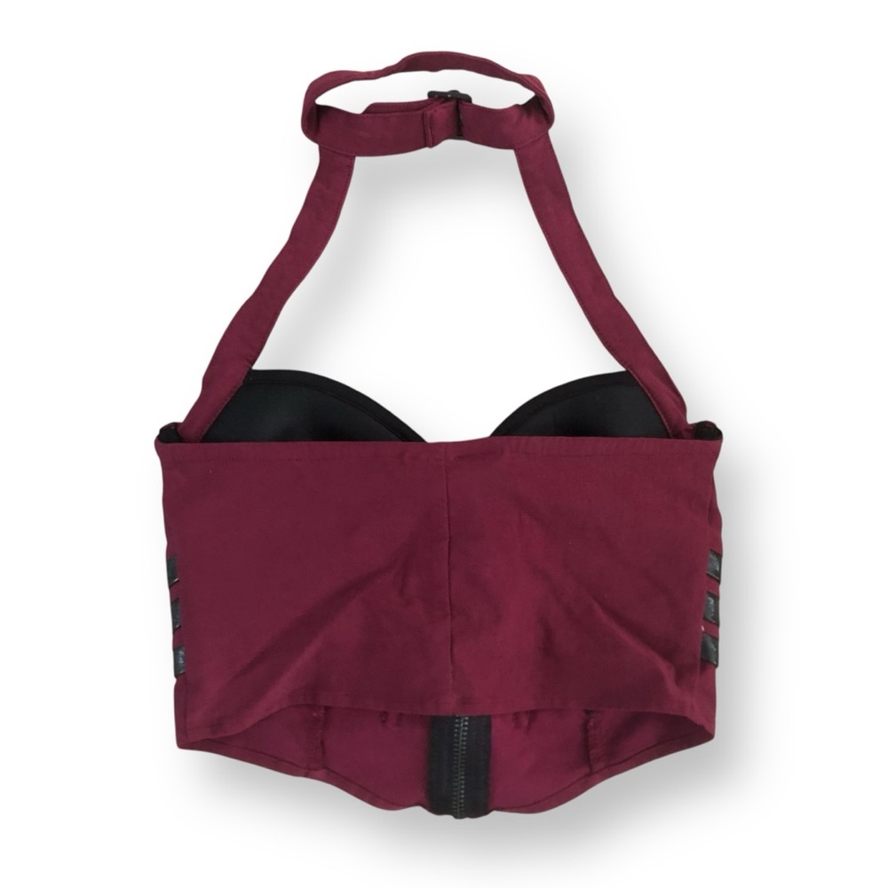 Killstar Night Patrol Blood Halter Top Zip Up Buckle Burgundy Size Small - Picture 2 of 4